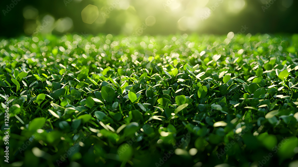 Lush Green Foliage Forms a Dense Field Under Bright Sunlight in Summer Lush Green Foliage Forms a Dense Field Under Bright Sunlight in Summer