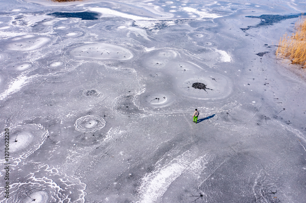 The frozen view of Beysehir Lake in Konya Province