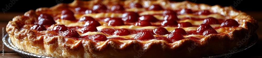 Cherry Pie with Glazed Topping and Golden Crust. Generative AI Cherry Pie with Glazed Topping and Golden Crust. Generative AI
