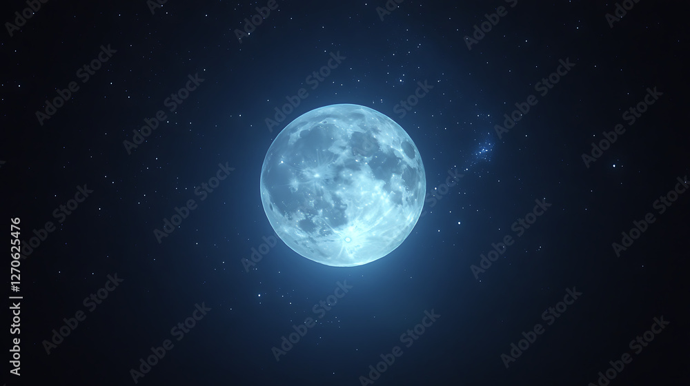 Fototapeta premium Ethereal Celestial Orb in the Starry Night Cosmos Dreamscape Shining Lunar Glow Space Wonder Beauty