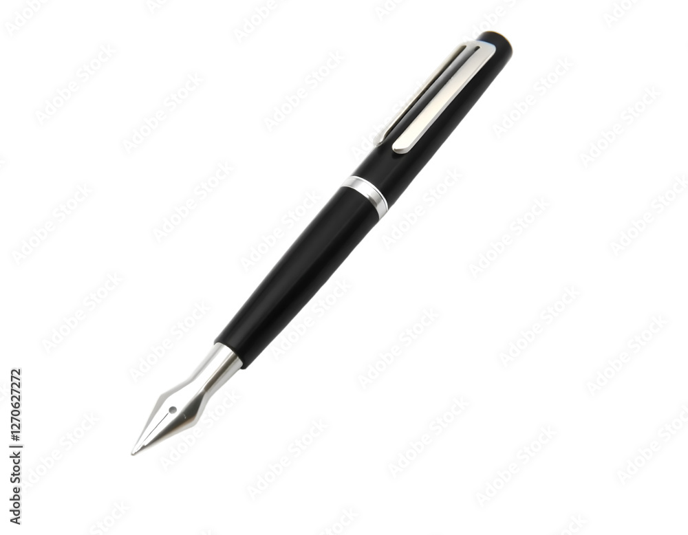 Realistic black fountain pen isolated on transparent background Realistic black fountain pen isolated on transparent background
