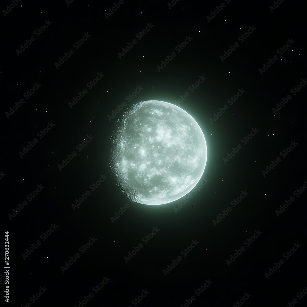 Ethereal Glowing Moon Surrounded by Distant Stars in the Deep Black Expanse of Space Scenery Ethereal Glowing Moon Surrounded by Distant Stars in the Deep Black Expanse of Space Scenery