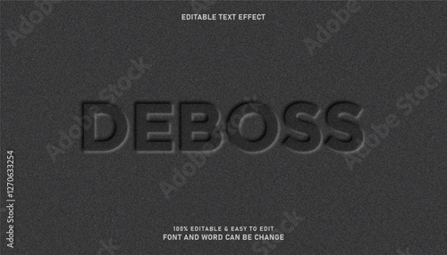 Deboss black paper text effect, editable
