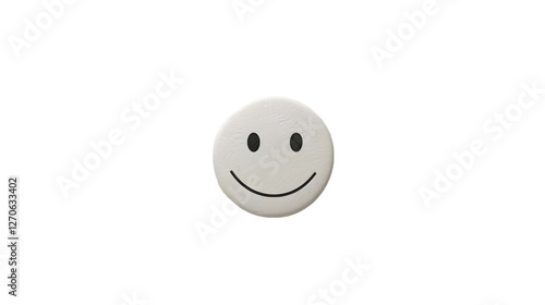 Simple white smiley face button on black background, for website design