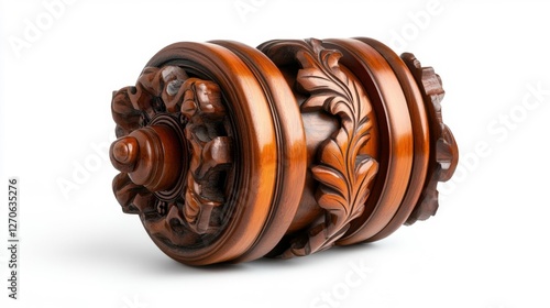 Wooden Rolled Carved Ornament with Floral Details. Generative AI photo