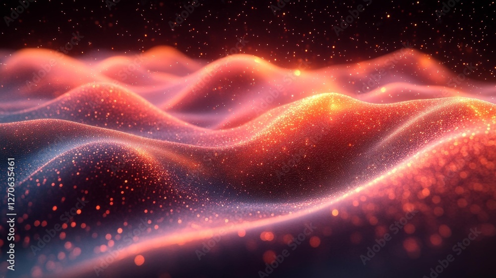 Magical sparkling waves glowing in red and blue tones evoking a mysterious and cosmic atmosphere. Generative AI Magical sparkling waves glowing in red and blue tones evoking a mysterious and cosmic atmosphere. Generative AI