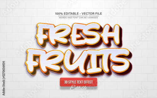 Fresh fruit white orange text effect editable