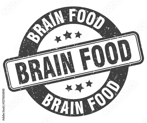 brain food stamp. brain food label. round grunge sign