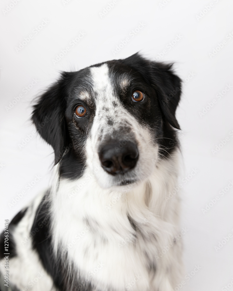 border collie australian shepherd mix in studio with white backg border collie australian shepherd mix in studio with white backg