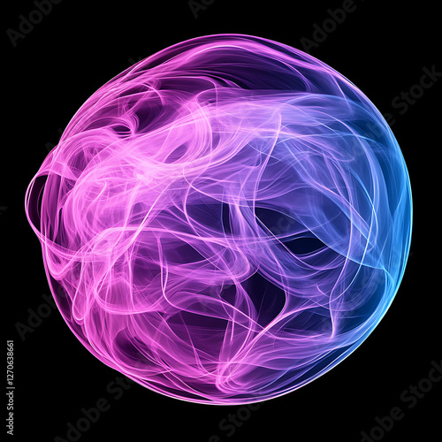 Ethereal Nebula Sphere Pink to Blue Gradient Abstract Design Floating in Infinite Darkness Backdrop