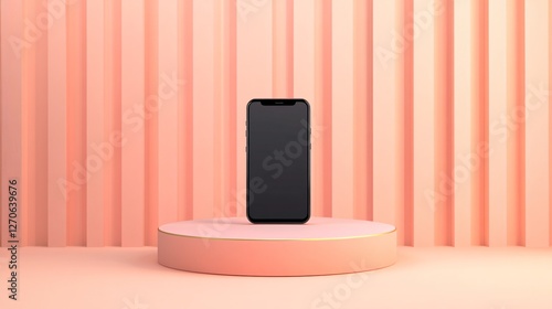 Minimalist Showcase Display with Geometric Smartphone