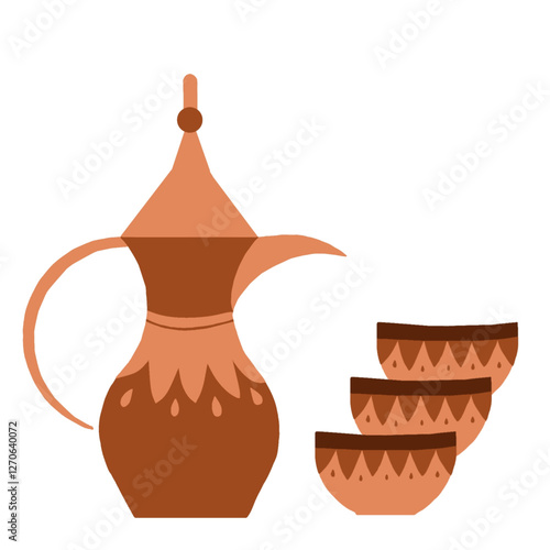 arabic coffee pot set with cup