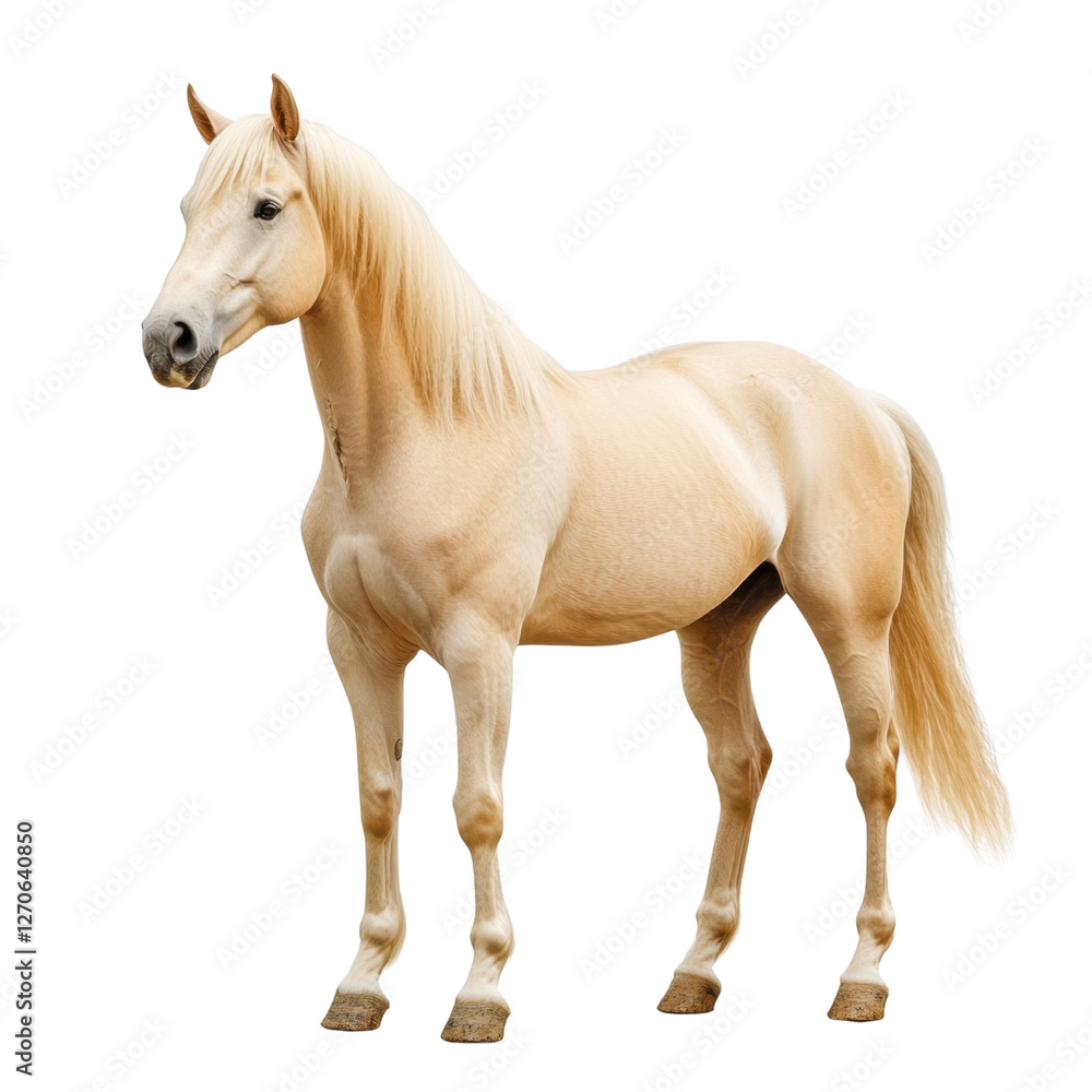 Fototapeta premium Elegant Cream Horse Standing Gracefully in Natural Pose