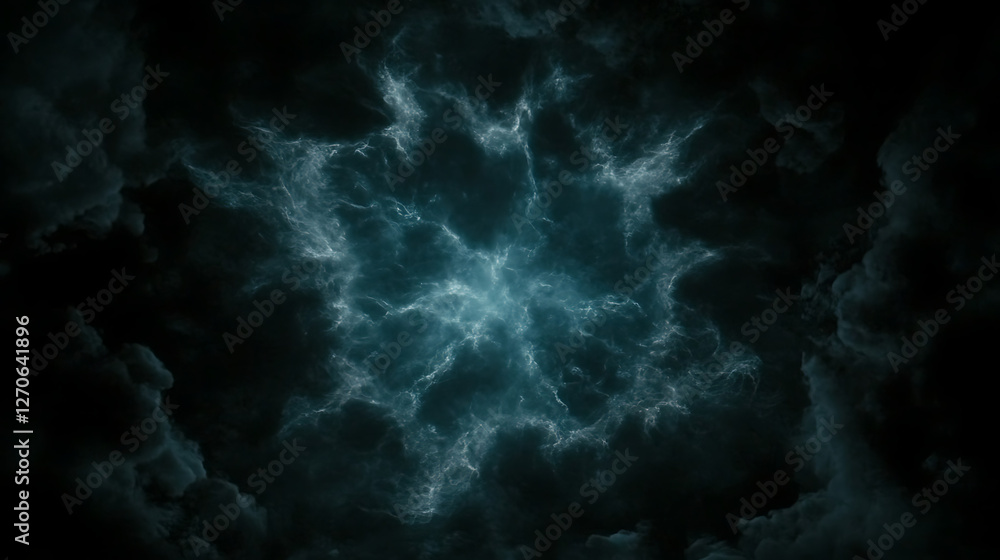 Fototapeta premium Ethereal Sky Portal Amidst Ominous Dark Clouds Mysterious Atmospheric Phenomenon Background Texture