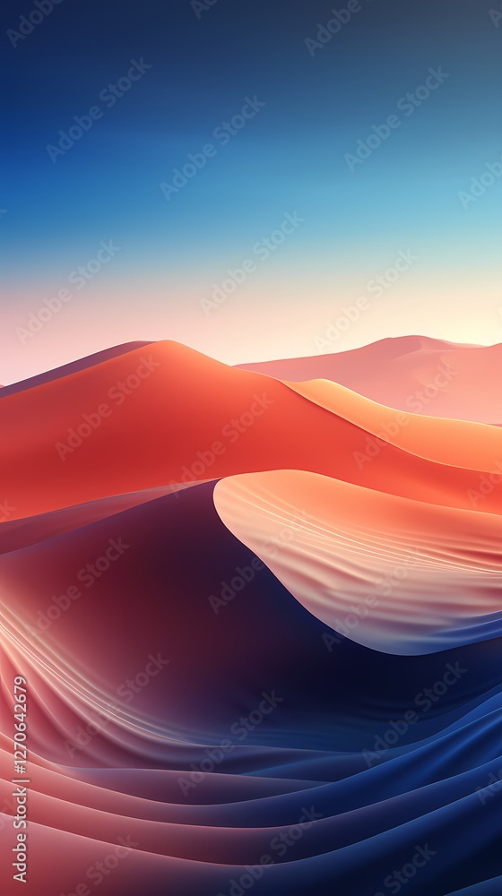 Fototapeta premium Digital technology abstract sunset desert landscape poster background