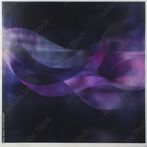Ethereal Violet Ribbons Abstract Motion Artwork Digital Painting with Flowing Shapes and Subtle Lighting