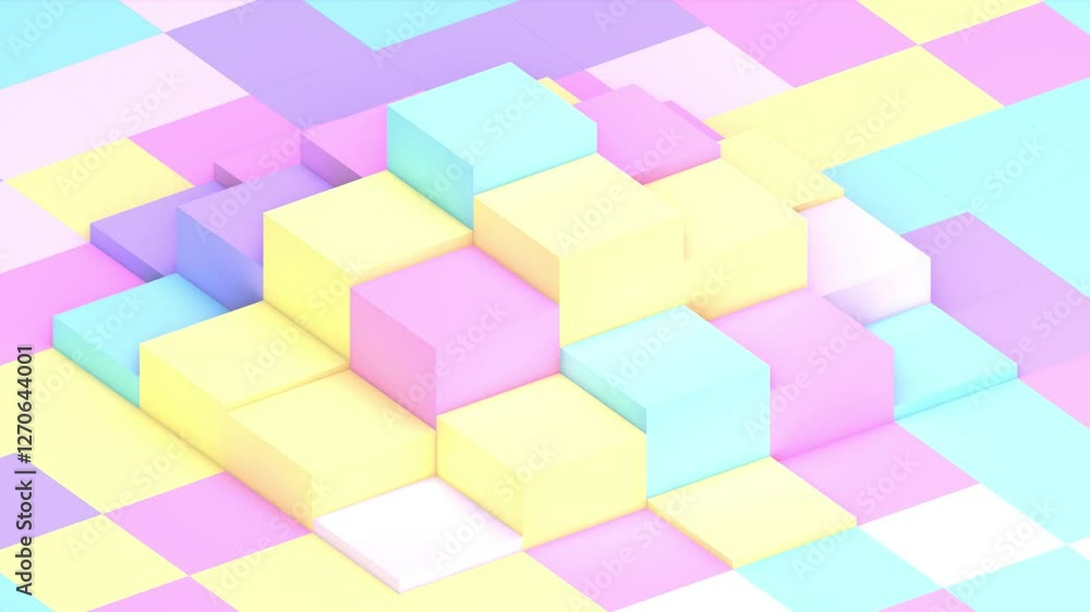 Looped 3D colorful waving cubes animation.