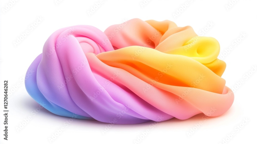 Colorful Gradient Fabric Draped and Twisted into a Soft Swirl. Generative AI Colorful Gradient Fabric Draped and Twisted into a Soft Swirl. Generative AI
