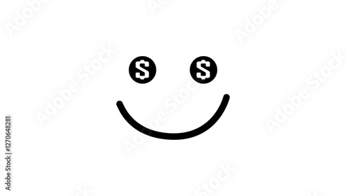 greed smile, Eyes And Dollar Sign, black isolated silhouette