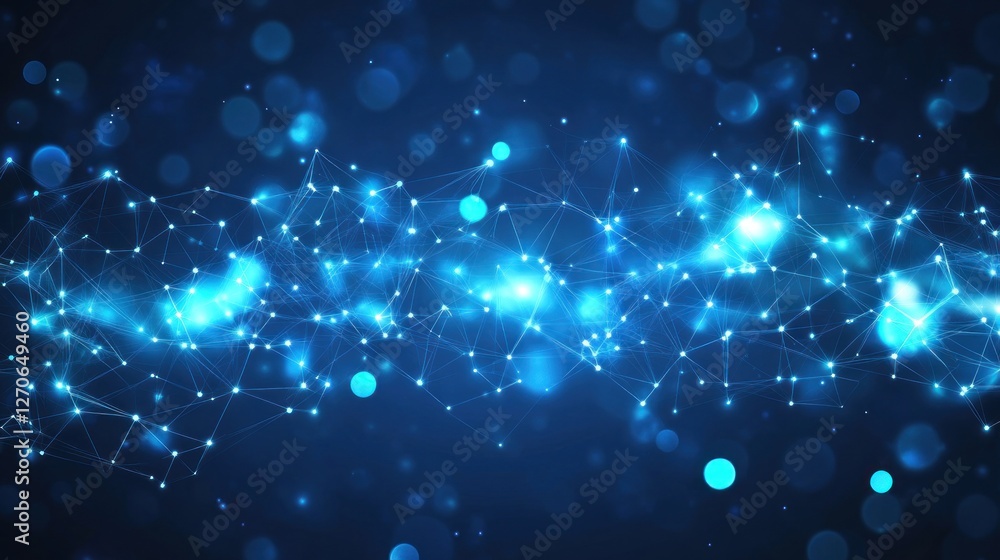 Obraz premium Abstract blue glowing network connection background.