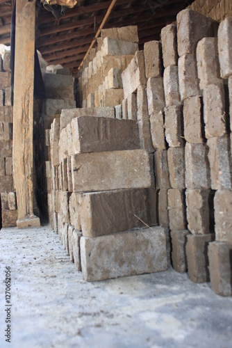 making bricks traditionally from clay