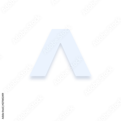 Light blue ^ caret character with a soft shadow down on transparent background