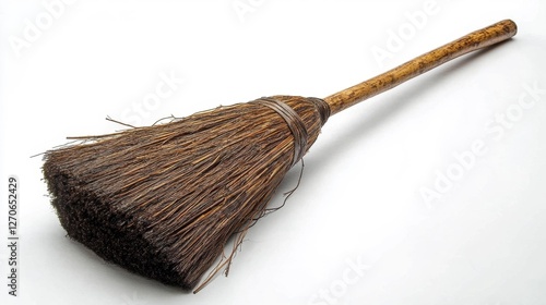 Wallpaper Mural Traditional Wooden Broom on White Isolated Background. Generative AI Torontodigital.ca