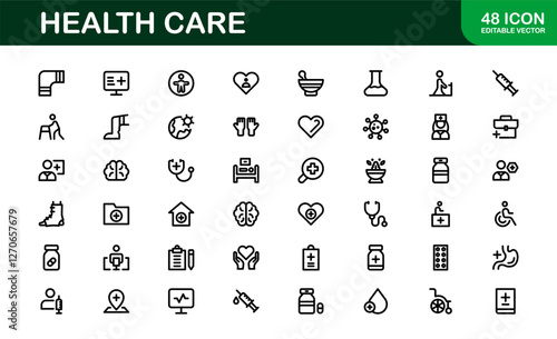 Health Care Icon Pack. Professional Icons for Medical Assistance, Clinics, Wellness Centers, Health Management, and Digital Design