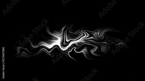Fluid Swirls of Light Against a Deep Black Backdrop Artistic Monochrome Abstract Illustration