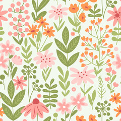 Wandcirkels Kinderkamer patronen Wilde bloemen naadloos botanisch patroon  © rosypatterns