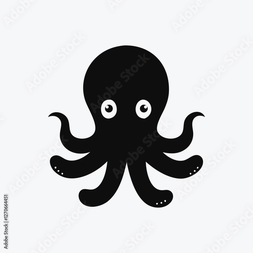 octopus silhouette on white background. Octopus icon vector sign illustration design.