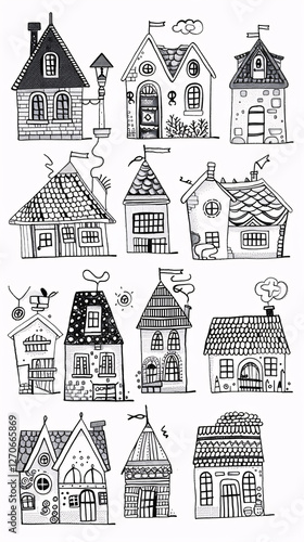 A set of hand-drawn doodles for use in children's coloring books