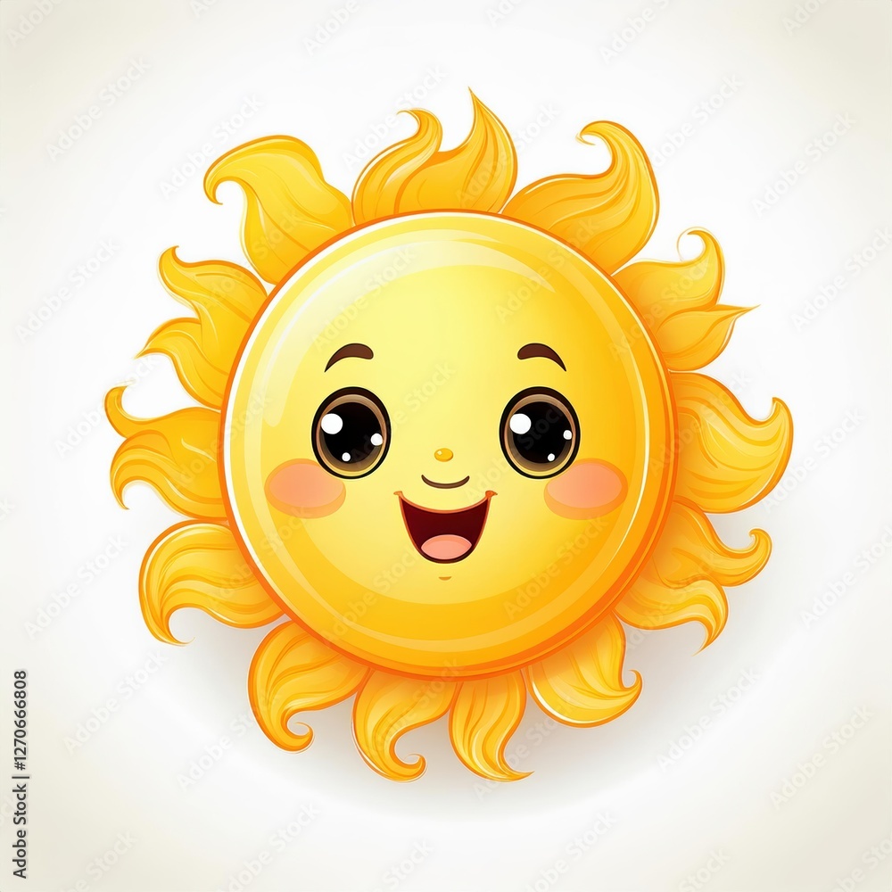 Set of cute cartoon suns smiling and expressing happiness Set of cute cartoon suns smiling and expressing happiness