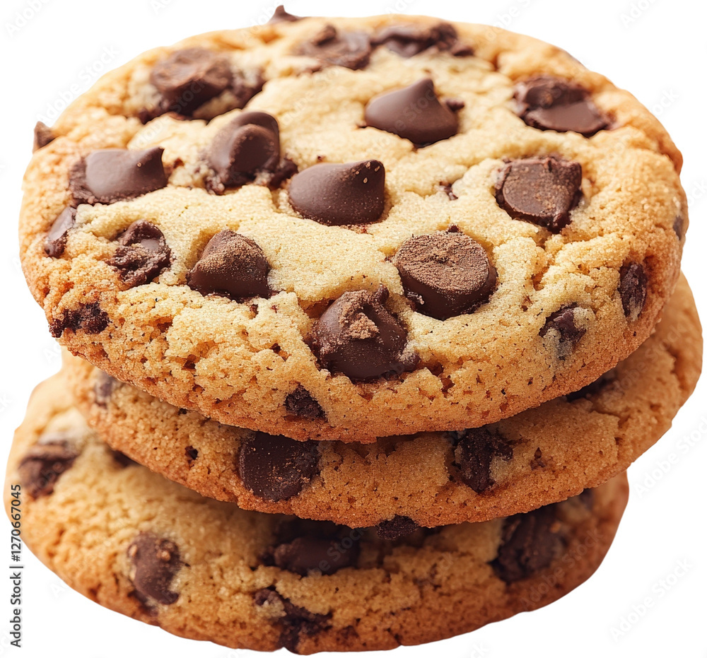 Chocolate chip cookies, white isolate background Chocolate chip cookies, white isolate background