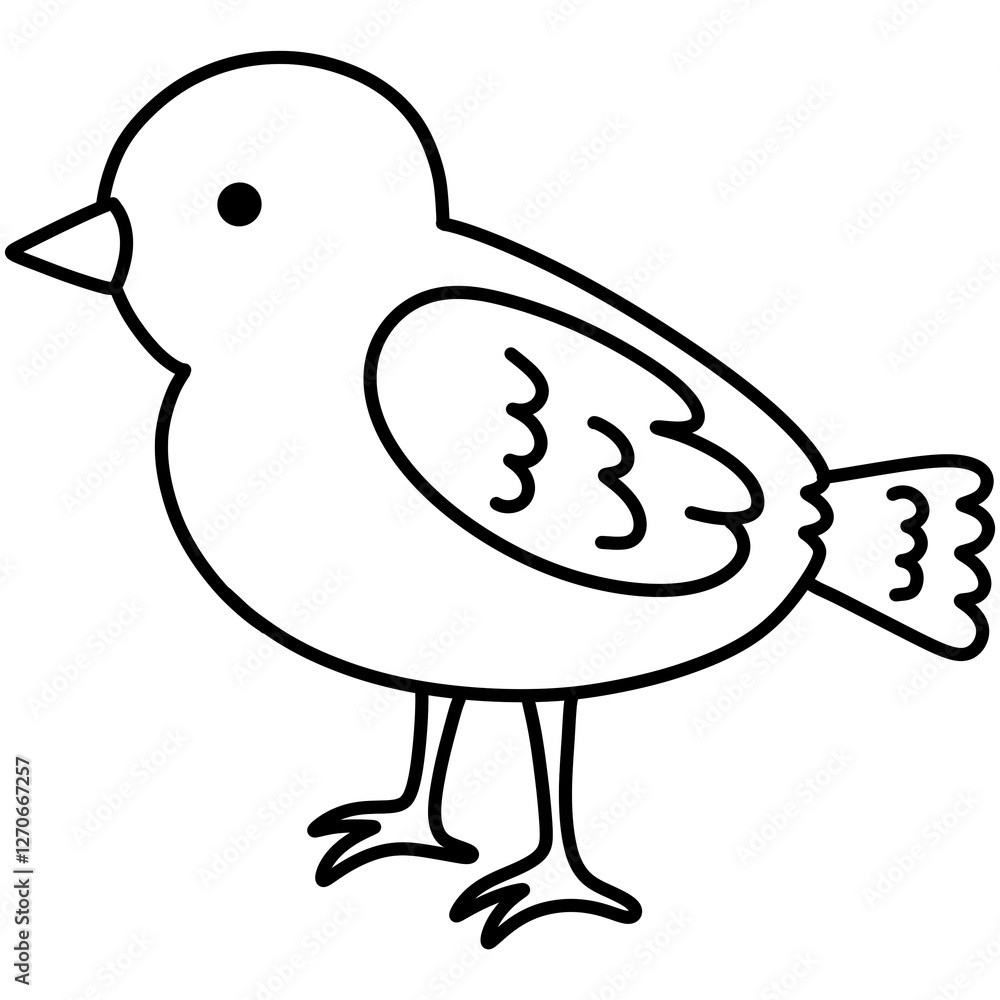 Hand drawn bird cartoon illustration outline Hand drawn bird cartoon illustration outline