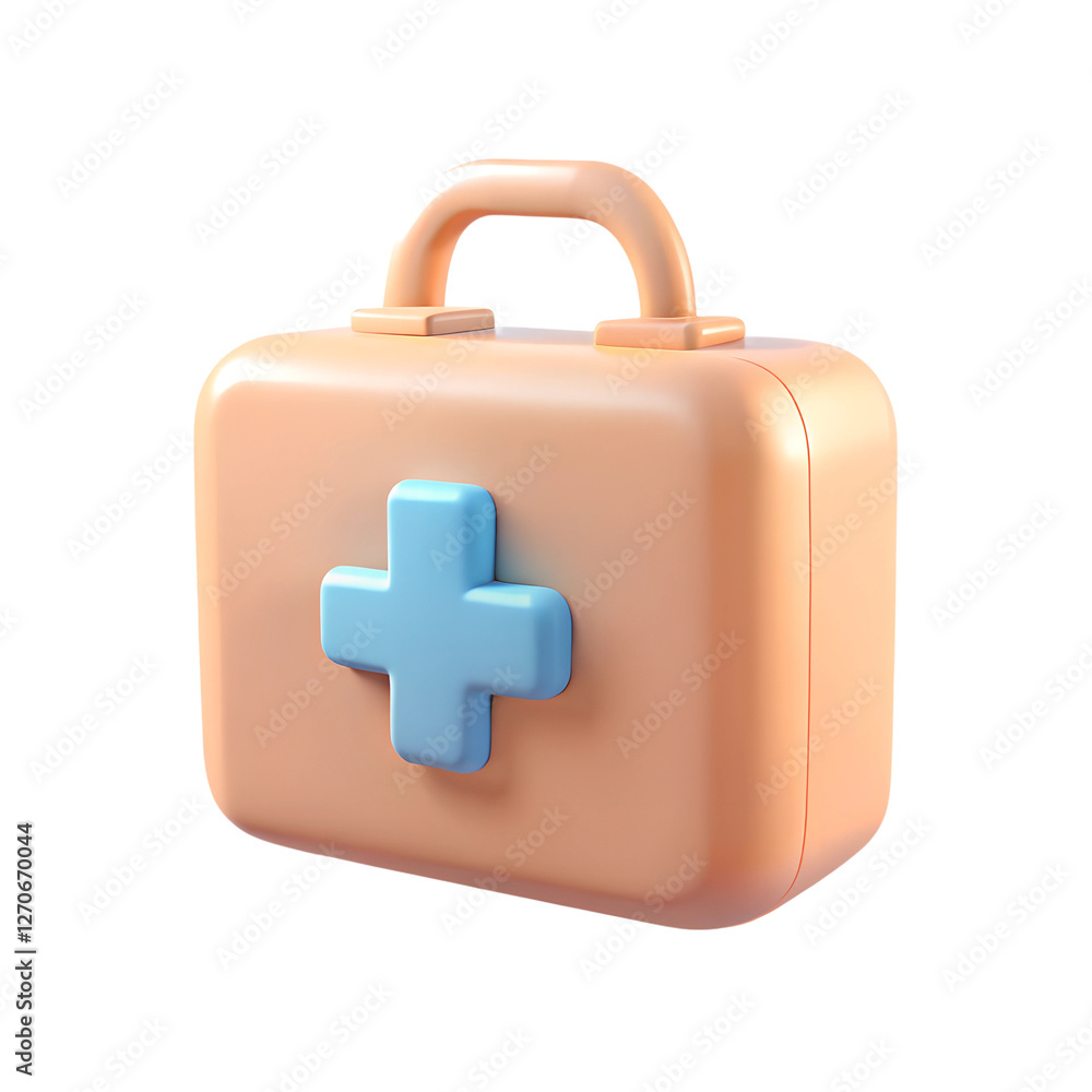 First aid kit. 3d rendering isolated on white background. Cartoon plastic style icon First aid kit. 3d rendering isolated on white background. Cartoon plastic style icon