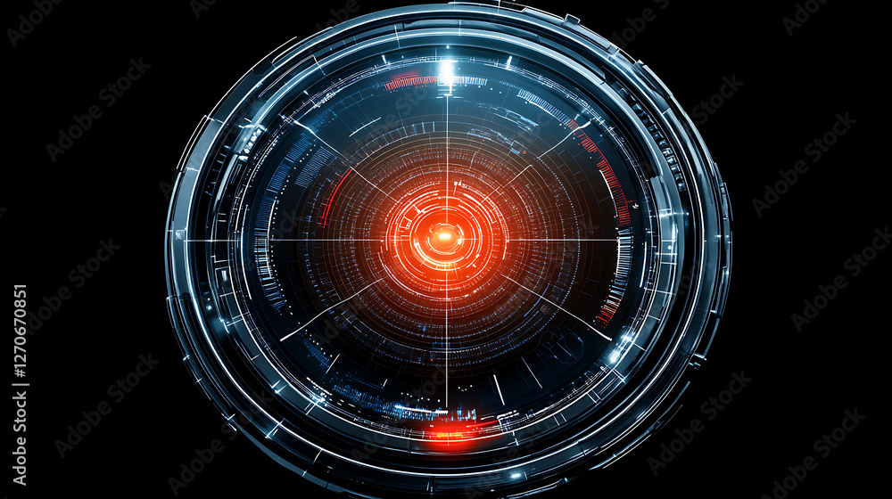 Futuristic Concentric Technology Orb With Red Glow Innovation Abstract Visualization Futuristic Concentric Technology Orb With Red Glow Innovation Abstract Visualization