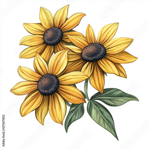 Black Eyed Susan clipart. Watercolor illustration. Watercolor-Style Digital Design illustration 