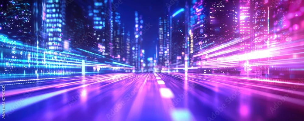 A vibrant cityscape at night, illuminated by neon lights, depicting a dynamic and futuristic urban environment. A vibrant cityscape at night, illuminated by neon lights, depicting a dynamic and futuristic urban environment.