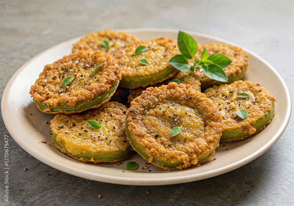 fried zucchini on a plate, healthy food concept . Generative AI fried zucchini on a plate, healthy food concept . Generative AI