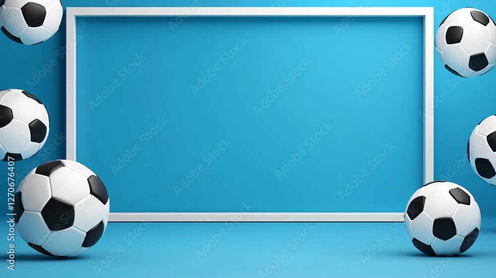Vibrant 3D Soccer Ball on Blue Backdrop for Sports Promotions