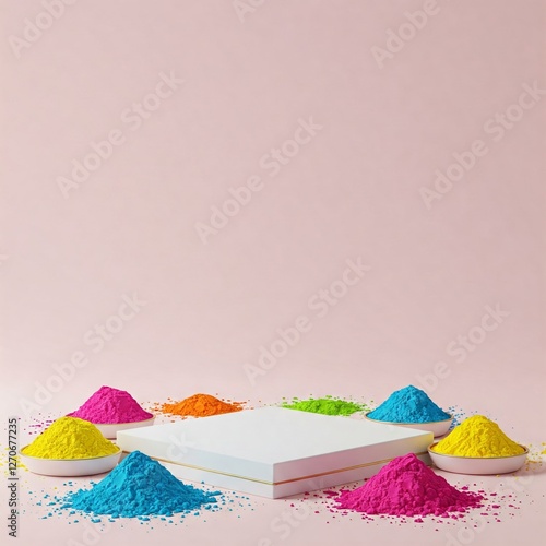 Holi theme product platform mid of colours 