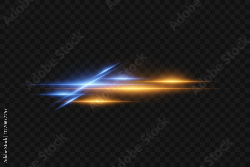 Horizontal flashes of light and lines. 