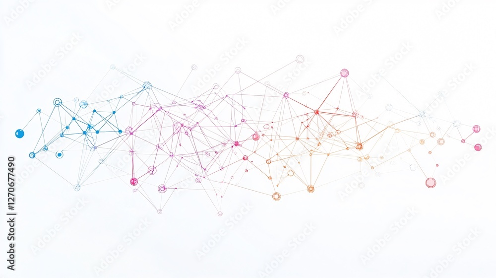 Flat Vector Illustration of Social Network Structure on White Background