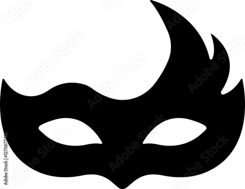 Different Mask silhouette isolated on transparent background Masquerade vector for apps or web party superhero carnival villain or burglar icon in flat. costume eye mask hidden person face