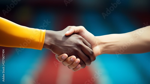Handshake symbolizing sportsmanship and unity.