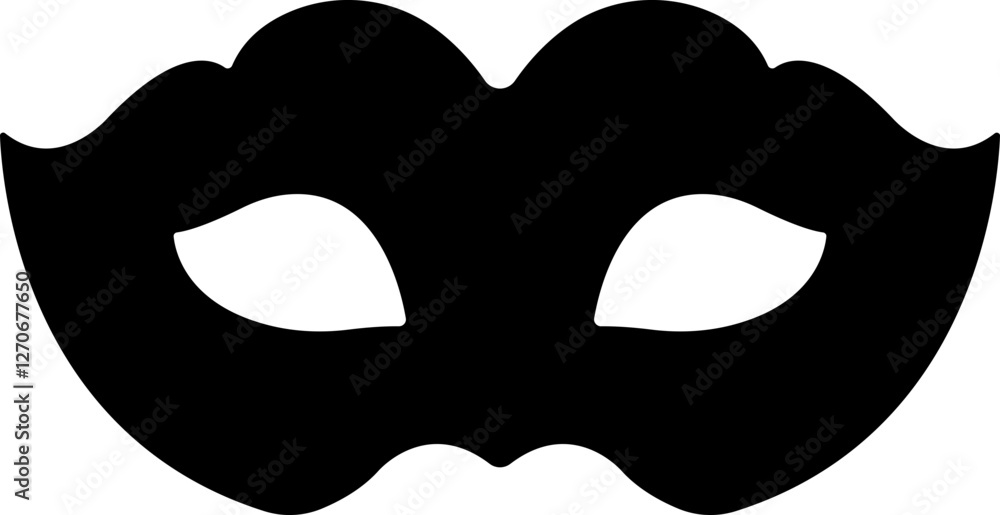 Different Mask silhouette isolated on transparent background Masquerade vector for apps or web party superhero carnival villain or burglar icon in flat. costume eye mask hidden person face