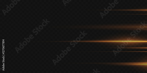 Horizontal flashes of light and lines. On a transparent background.