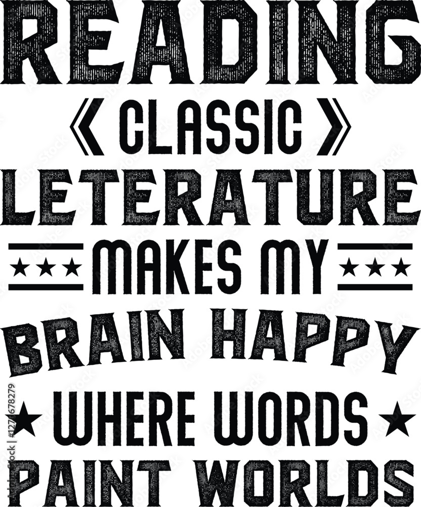 Fototapeta premium Book Reading T-shirt Design graphic