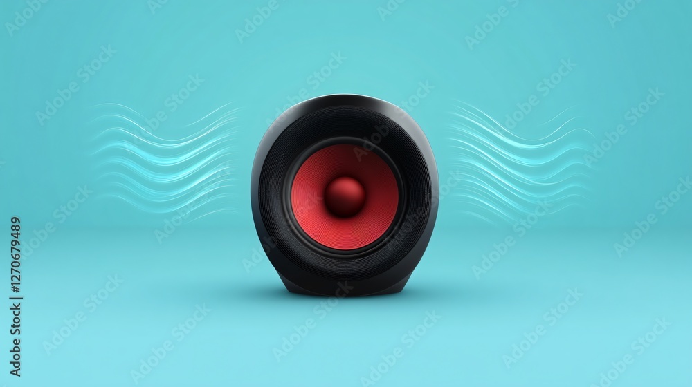 3D Sound Waves Icon Representing Music and Audio Volume
